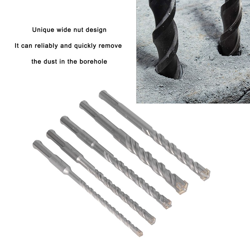 5PCS Masonry Drill Bit Set 40cr Cemented Carbide 160mm Drill