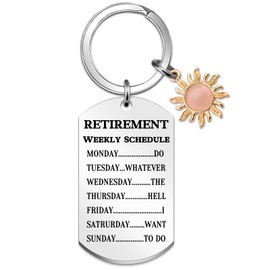 Yaxkvapu Retirement Gifts for Woman Happy Retirement Keychain Retirements Party Decorations Retired Gifts for Friends Coworker Teacher Retired Schedule Calendar Keychain