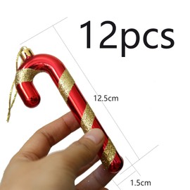 Herzwild 12 x Christmas Tree Decorations Candy Cane for Hanging Christmas Decoration Pendant Candy Cane Ornaments Xmas Tree Hanging (White-Red)