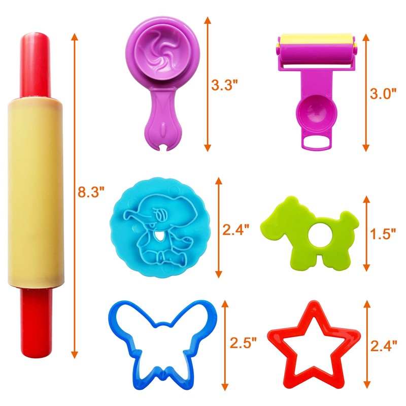 FRIMOONY Dough Tools Set for Kids, Various Plastic Molds, Assorted