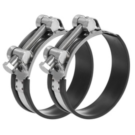 PATIKIL 86-91mm T-Bolt Hose Clamp, 2 Pack Rubber Cushioned Intake Intercooler Pipe Tube Clamps 304 Stainless Steel Radiator Hose Clamp for 3.39"-3.58" Pipe