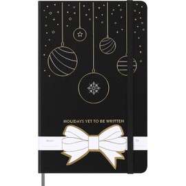 Moleskine Festive Holiday Notebook, Hard Cover, Ruled, Large (5" x 8.25"), Black, 240 Pages