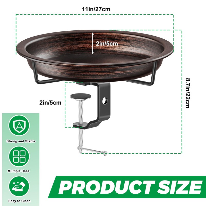 VeyFolzin.st Deck Mounted Bird Bath for Outside, Detachable Birdbath Bowl