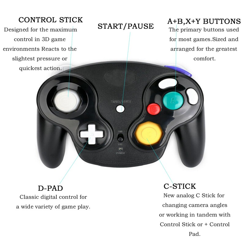 Game Cube Controller,NGC 2.4G Wireless Classic Controller for Wii Game