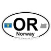 US Decal, Inc. Norway, Oregon Oval Sticker with State Flag