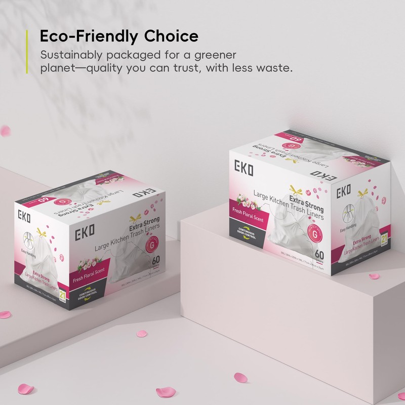 EKO 21 Gallon / 50-90 Liter, 60 Count Drawstring Trash
