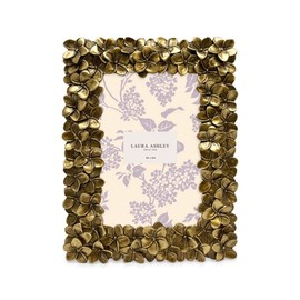 Laura Ashley 4x6 Gold Flower Textured Hand-Crafted Resin Picture Frame w/Easel & Hook for Tabletop & Wall Display, Decorative Floral Design Home Décor, Photo Gallery, Art (4x6, Gold)