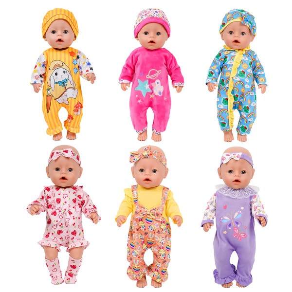 WONDOLL 6 Sets 14-16 Inch Baby Doll Clothes, New Born