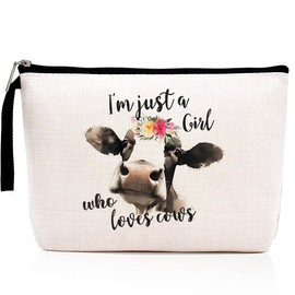 Cow Print Stuff Cow Gifts Farm Animals Heifer Makeup Bag Country Stuff Cosmetic Bag for Women Country Girls Bestie Sister Best Friend Funny Zipper Pouch Country Travel Bag Graduation Birthday Gifts