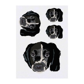 4 x 'Springer Spaniel Puppy' Temporary Tattoos - Water Resistant, Skin-Safe, Non-Toxic Transfers, Mixed Sizes (TO00083978)