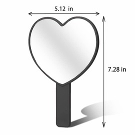 TOPYHL 2PCS Heart-Shaped Makeup Hand Mirror,Travel Handheld Mirror Portable Personal Cosmetic Mirror with Handle (Pink and Rose red)