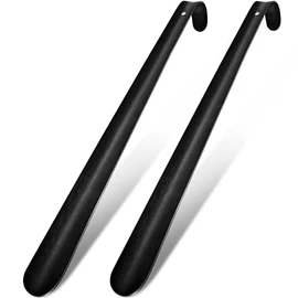 ZOMAKE Shoe Horn Long Handle 16.5 Inch, Stainless Steel, Metal Shoe Horn for Seniors, Chausse Pied Long Manche for Elderly, Men, Women(Black, Pack of 2)