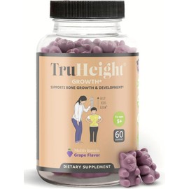 TruHeight Growth Gummies (Grape) Natural Growth & Development Supplement for Kids & Teens - Vitamin D, K, Calcium & Ashwaganda - Bone Strength Vitamins - Picky Eater Vitamin for Kids - Ages 5+