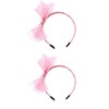 DPWOUM 2Pcs Pink Lace Bow Headband Elastic 80s Headband with