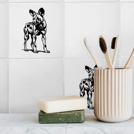 'African Wild Dog Standing' 108mm Square Ceramic Tile (TD00026403)