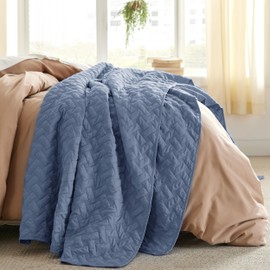 Bedsure Quilts King Size - Lightweight Bedspreads King Size with Basket Weave Pattern, Soft Quilt Bedding Set, Mineral Blue Comforter Set Coverlet for All Seasons with 2 Pillow Shams