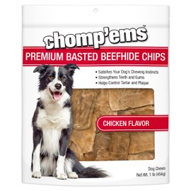 Chomp'ems Chicken Chew Chips, 1 lb - Healthy, Protein Rich Treats for Dogs - Long Lasting Dog Chews