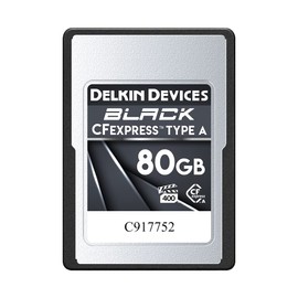 Delkin Devices 80GB Black CF Express Type A Memory Card, Up to 880MB/s Read & 730MB/s Write Speeds, VPG 400 Certified
