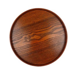 EASEASE Obon Round Tray Wooden Tray Natural Stack Tray Lacquered Tea Utensils Cafe Tray Set Meal Tray Commercial Hospitality Tray, Brown Diameter 9.4 inches (24 cm)