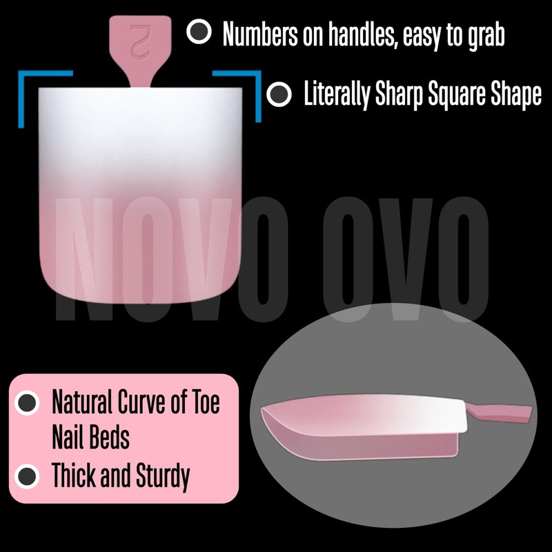 NOVO OVO Ombre French Tip Press on Toe Nail Tips,