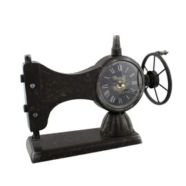 Hometime Metal Mantel Clock - Antique Style Sewing Machine