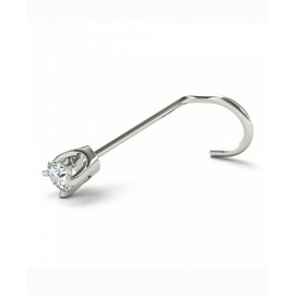 JewelMore Diamond Nose Stud 14K White or Yellow Gold Nose Ring Twist Screw 20 Gauge I1 Clarity (3mm 0.1 ct. tw) …