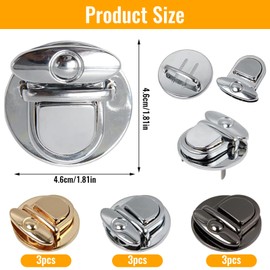 anme 9 Wallet Twist Lock Locks, Wallet Closure Twist Lock Attachment Wallet Lock, Used for Leather Handbags, Wallets, Handbags, Scrapbooks, Crafts, DIY Projects