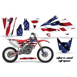 AMR Racing MX Dirt Bike Graphics kit Sticker Decal Compatible with Honda CRF250R 2004-2009 - Stars and Stripes
