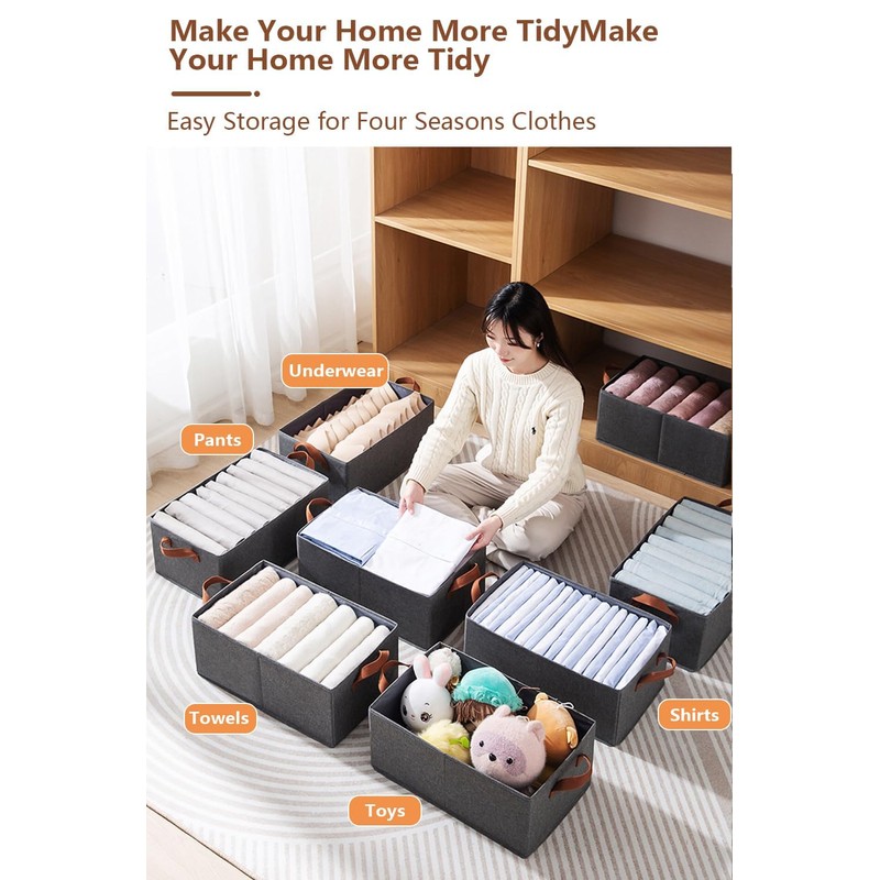 Ruucy 3 Pack Foldable Storage Box, Fabric Boxes with Handles,