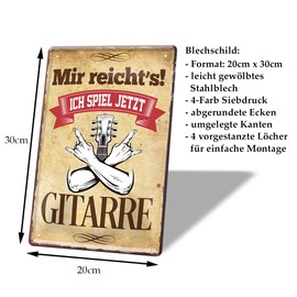 Mir reich's ich Spiel jetzt Gitarre Tin Sign – Retro Decorative Metal Sign – Funny Signs Gift with Funny Saying for Guitar Player Guitar Player Decoration Rehearsal Room – 20 x 30 cm
