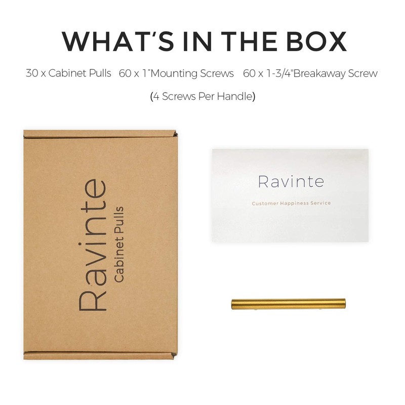 Ravinte 30 Pack 5 Inch Cabinet Pulls Brushed Brass Stainless