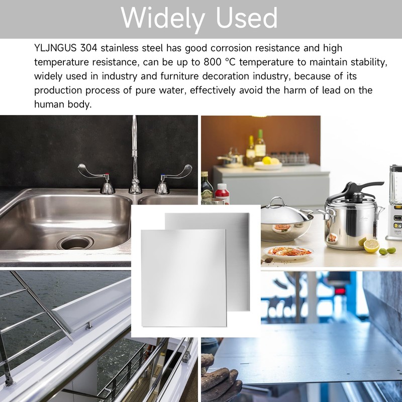 304 Stainless Steel Sheet - 2PCS 6" X 6" X