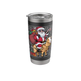 Ugly Xmas Sweater Style Santa Riding Goat Christmas Stainless Steel Insulated Tumbler