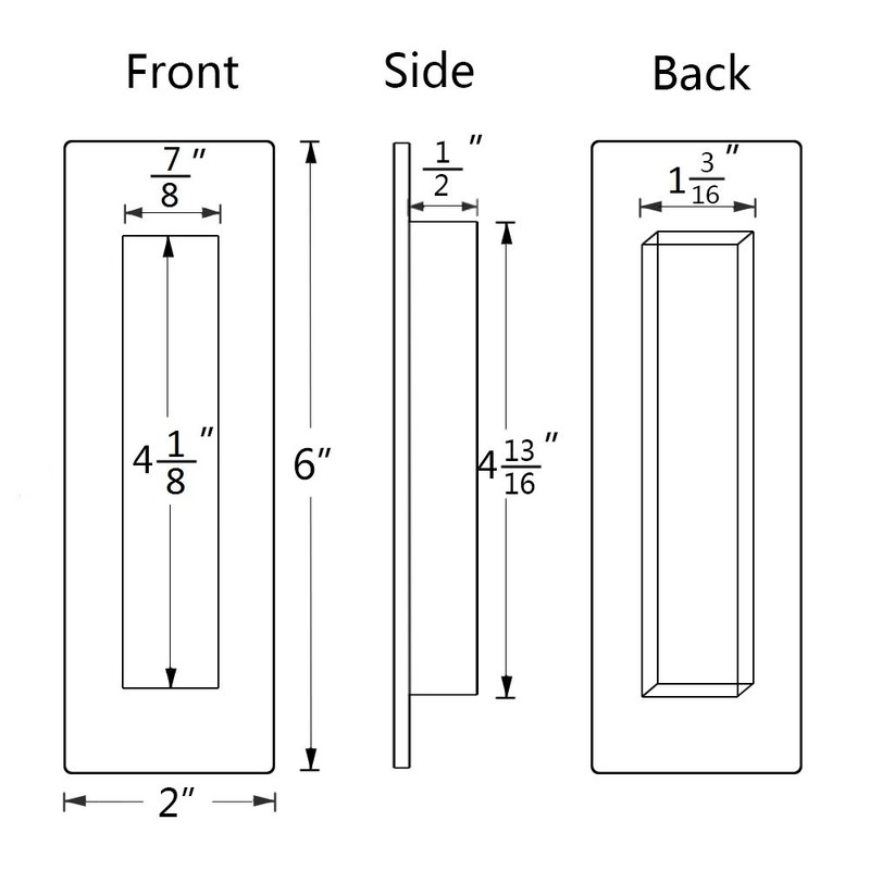 Sehrgut Flush Pull (5 Pack) 6" Rectangular-Satin Brushed, Free of