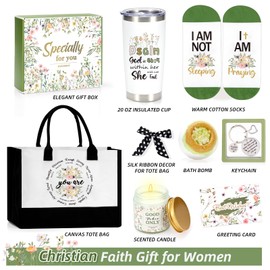 KAICOERLY Christian Faith Gift with Tumbler for Women, Catholic Spiritual, Inspirational Religious Basket Birthday Present for Friend Coworker Mom Sister Grandma