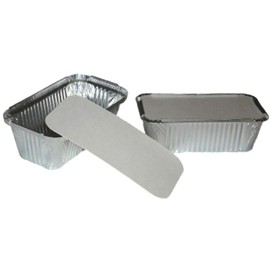 MARENT Brand 50 x LARGE ALUMINIUM FOIL FOOD CONTAINERS + LIDS No6a - MADE IN ENGLAND - 195 x 100