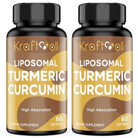 Liposomal Turmeric Curcumin Supplement 2200 mg with Black Pepper Extract 15 mg (2 Bottle)