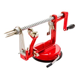 Restaurantware Met Lux Red Manual Apple Peeler/Slicer/Corer - Professional, Stainless Steel Blade - 11 3/4" x 4 1/4" x 5 1/4" - 1 Count Box