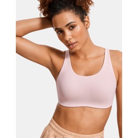 SYROKAN Power On Sports Bra for Women High Support Padded Molded Cup Strappy Racerback Wireless Bras Rhodonite Pink 36E