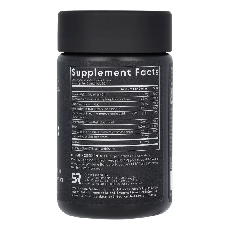Sports Research Vitamina B Complex 60 Veggie Softgels Sfn