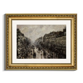 VIYYIEA Gold Framed Wall Art Canvas Print Home Decor for Living Room Classical Cityscape Artwork Wall Decorations Vintage Canvas Prints Parisian Street Bathroom Farmhouse Wall Pictures Office 11x14in