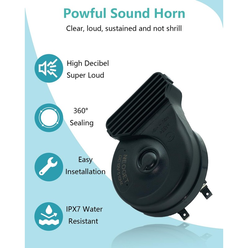 NEOGET Horns 12V Universal Loud Compact Thin Car Horn Kit