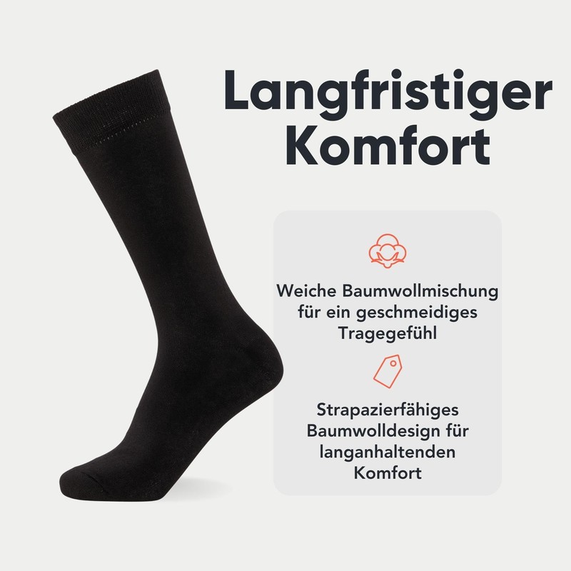 FM London Men's Smart Classic Socks, Black (Black), 39-45 (10