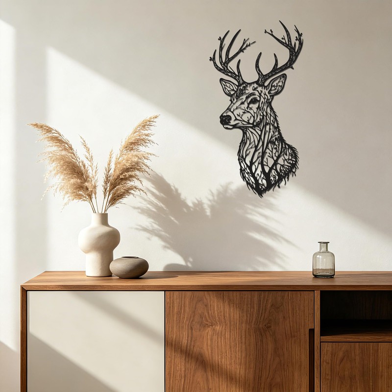 Deer Head Metal Wall Art - Rustic Cabin Decor