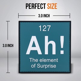 backtime Ah! The Element of Surprise Morale Patch PVC, Funny 3D Tactical Patch with Hook & Loop Fastener, Rubber Humor Patch for Backpacks, Bag, Jeans, Jacket, Vest, Hat