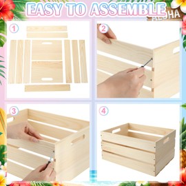Huwena 2 Pack DIY Bikini Box Kit- DIY Painting Bikini Bin, 16 * 12 * 8in Wooden Crates with Shells, Paint for Crafts Assembly Summer Pool Basket for Hawaiian Tropical Beach Storage(2 Pack)