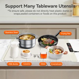 Electric Warming Tray, Fast Full Surface Heating Food Warming Mat, Portable Silicone Warmer with 5 Adjustable Temperature & Auto Shut-Off, Foldable Food Warmer for Parties, Gatherings, Daily Use