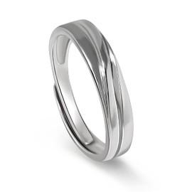 Meissa Intertwined Couples Rings for Men and Women 925 Sterling Silver Wedding Bands Size Adjustable Anniversary Ring Set Promise Ring (4.6mm Width)