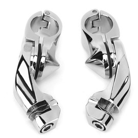 Aramox Pair Short Highway Adjustable Foot Peg Mount Silver Foot Pegs Mount Compatible with FLHTCU 1984‑2019
