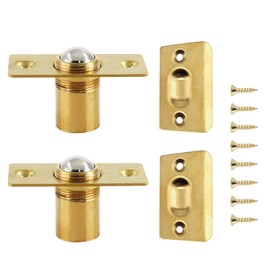 Murtenze 2 Pack 2-1/8 Inch Closet Door Ball Catch Hardware, Stainless Steel Adjustable Ball Catch Door with Strike Plate & Screws for Cabinet/Closet/Door (Gold)